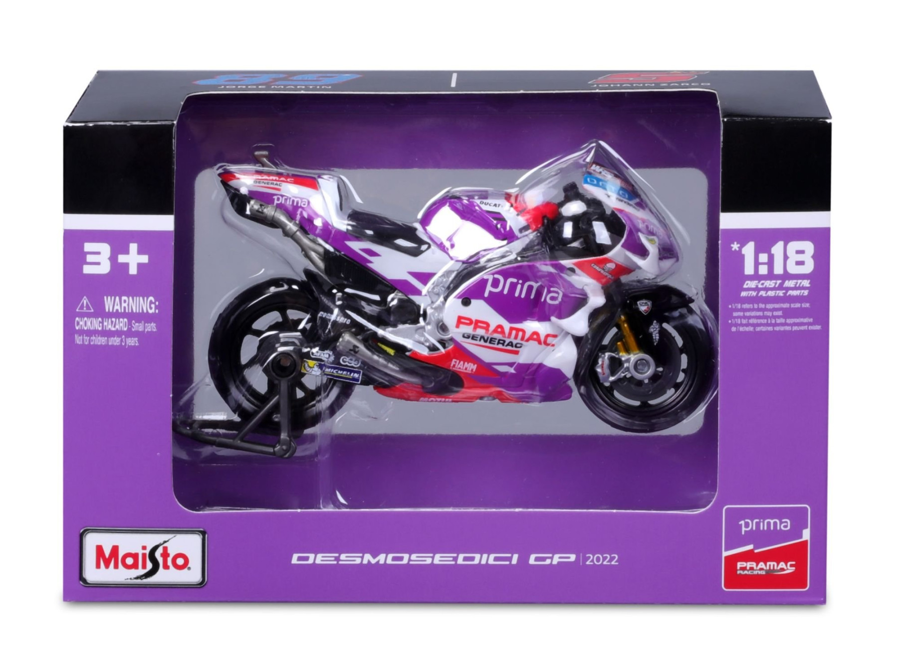 Maisto 1/18 Ducati Desmosedici Pramac MotoGP 2022 - #89 Jorge Martin - Image 2