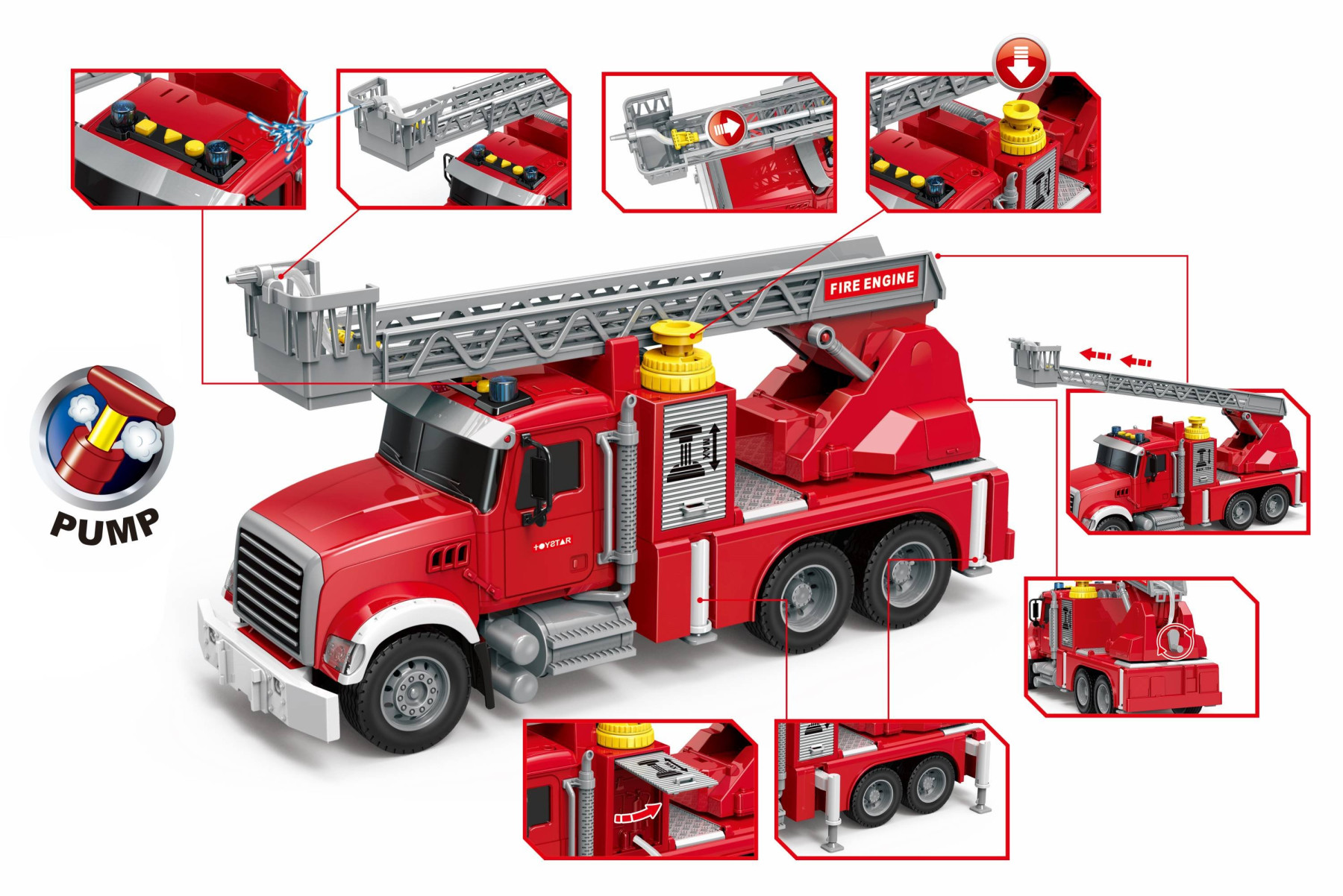 ToyStar 1/12 Fire Truck w/ Lights & Sounds - Image 3