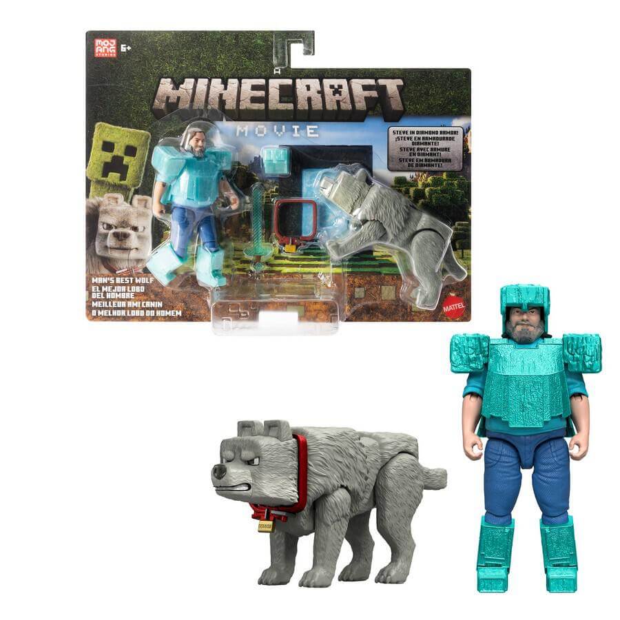 Minecraft Movie Steve & Wolf 2 Pack Figures - Image 5