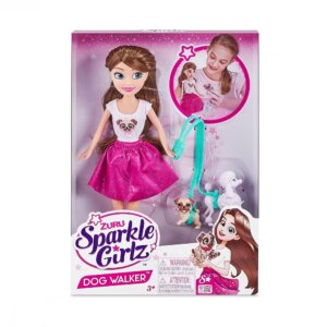 Sparkle Girlz 10.5" Dog Walker Doll