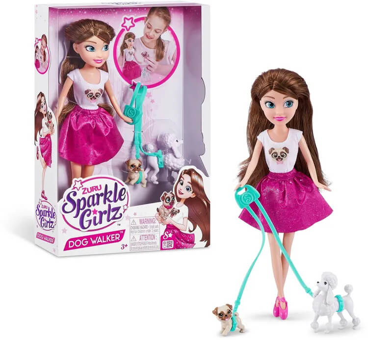 Sparkle Girlz 10.5" Dog Walker Doll - Image 2