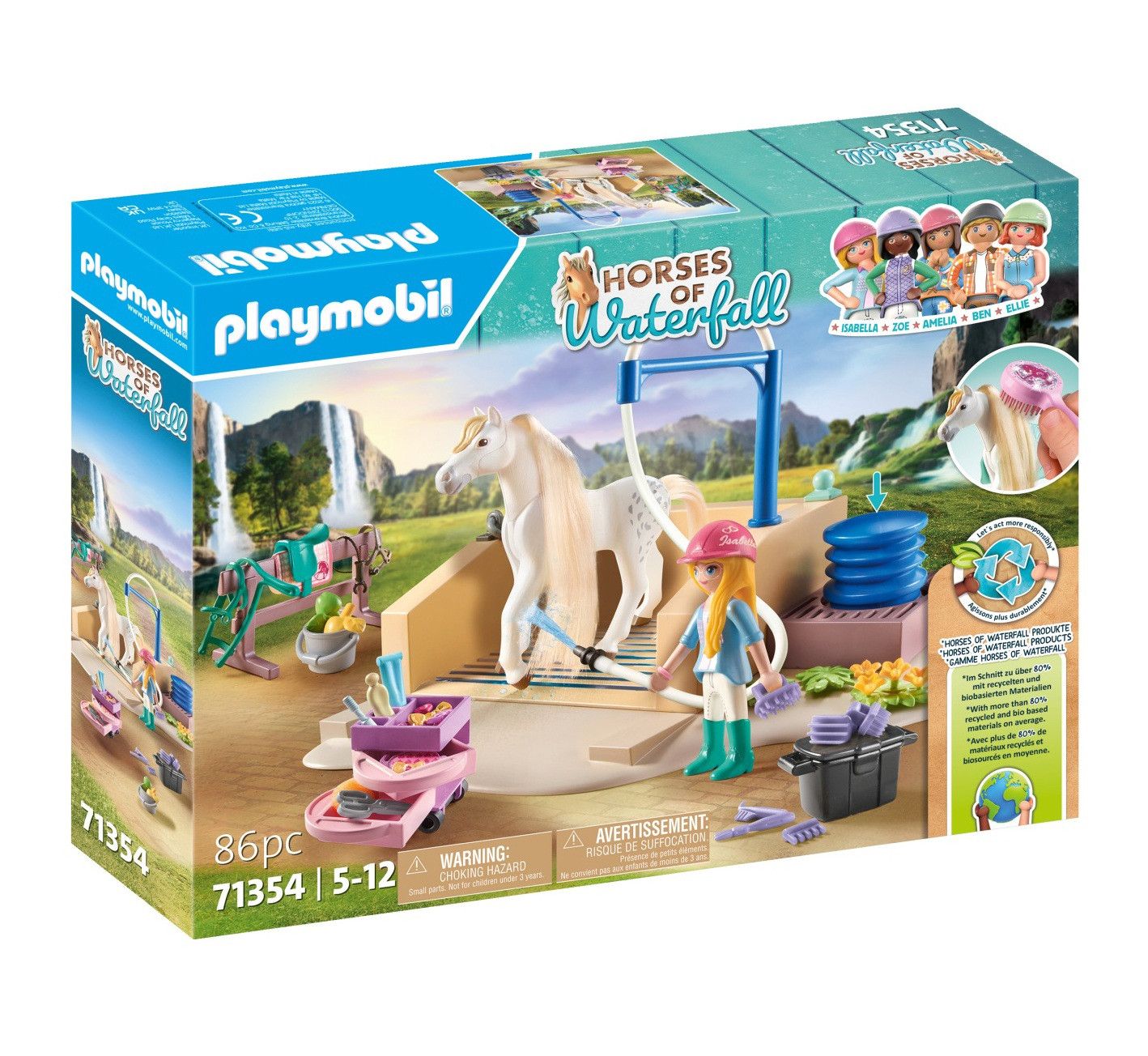Playmobil Horses of Waterfall - Washing Station w/ Isabella & Lioness - 71354